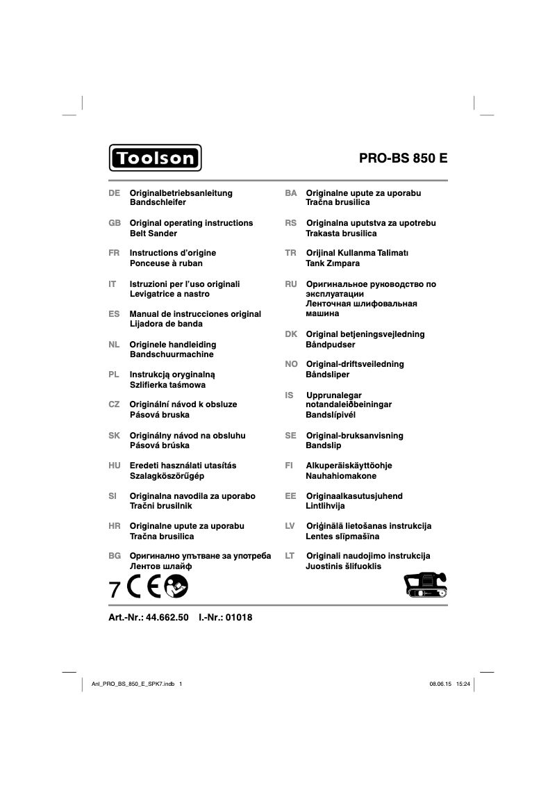 Page 1 de la notice Manuel utilisateur Toolson PRO-BS 850 E