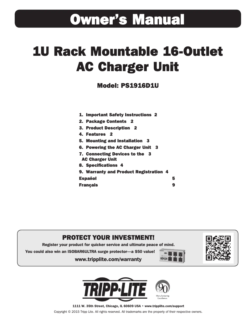 Page n°1 - Manuel utilisateur Tripp Lite PS1916D1U