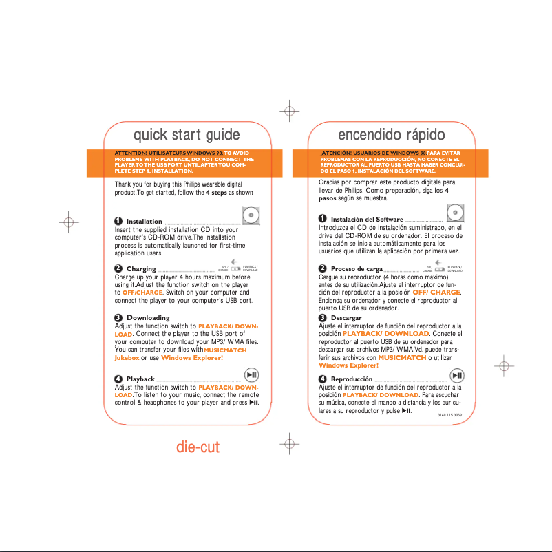 Page 1 de la notice Guide de démarrage rapide Philips Key 004