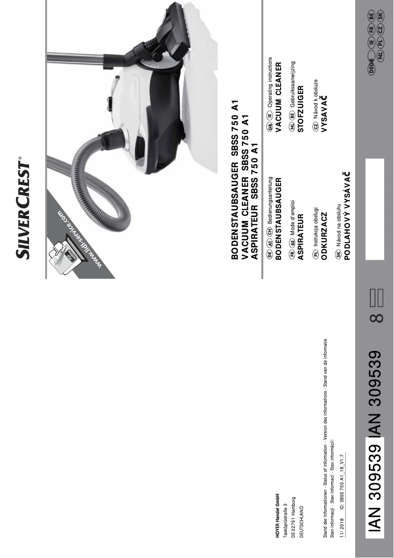 Page 1 de la notice Manuel utilisateur SilverCrest SBSS 750 A1