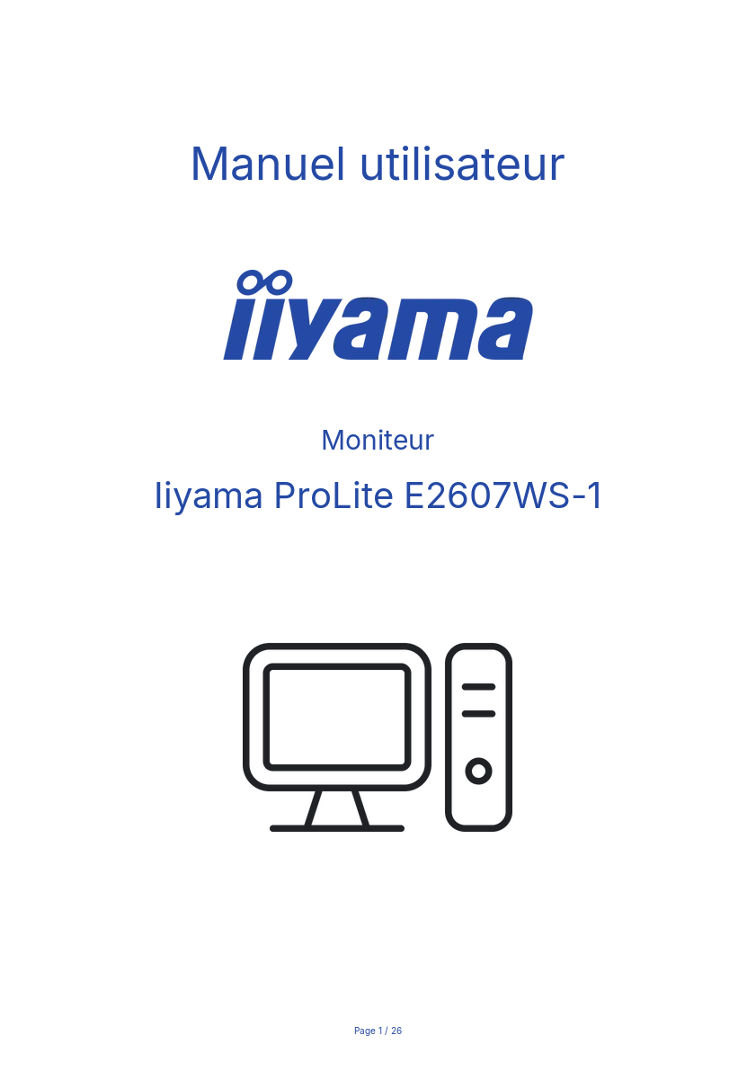 Image de la première page du manuel de l'appareil ProLite E2607WS-1