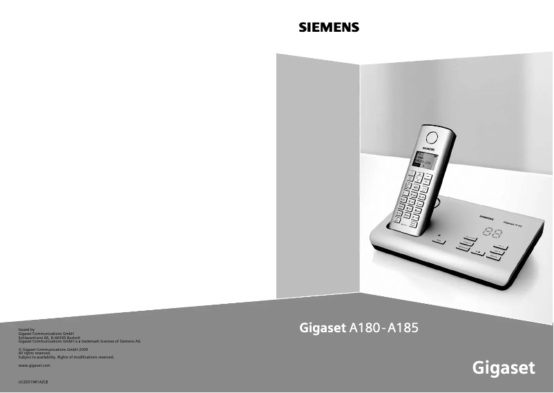 Imagen de la primera página del manual del dispositivo Gigaset A180