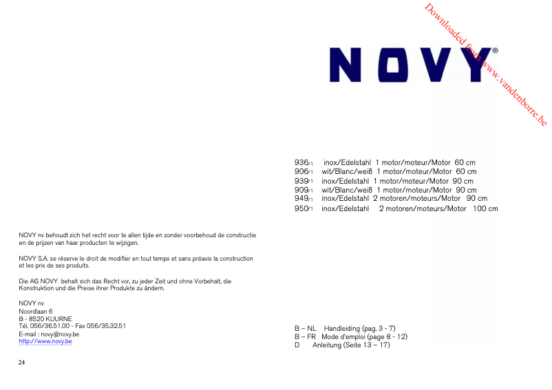Page 1 de la notice Manuel utilisateur Novy D 939
