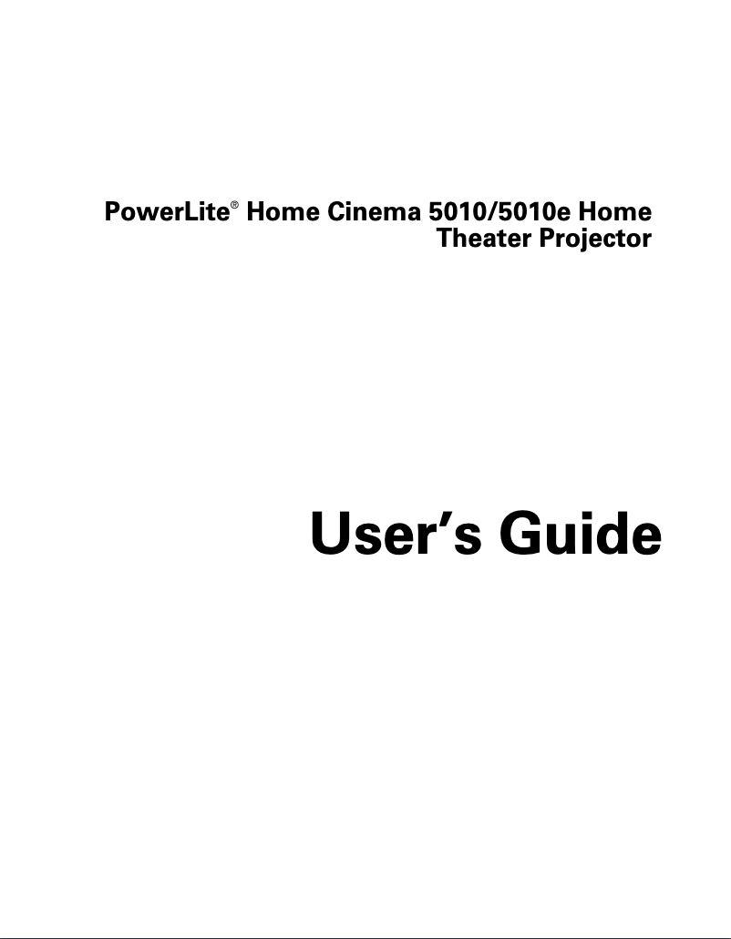 Page 1 de la notice Manuel utilisateur Epson PowerLite Home Cinema 5010e