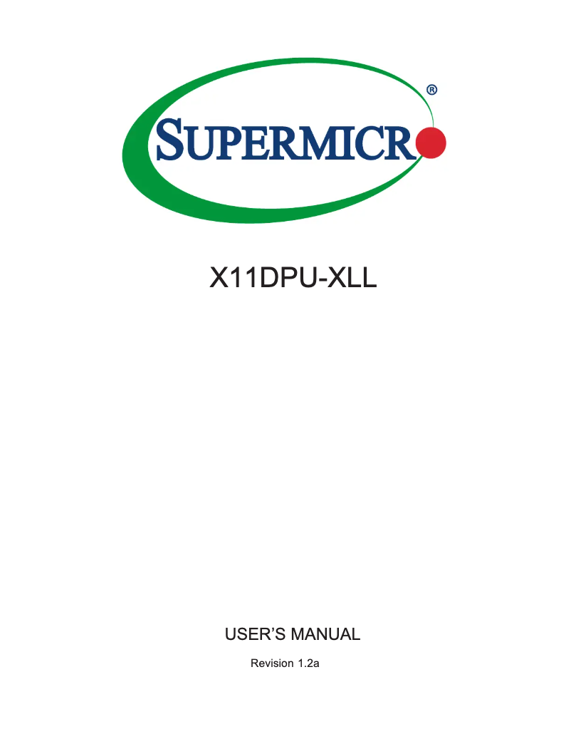 Page 1 de la notice Manuel utilisateur Supermicro X11DPU-XLL