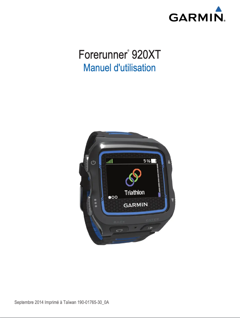 Image de la première page du manuel de l'appareil Forerunner 920XT
