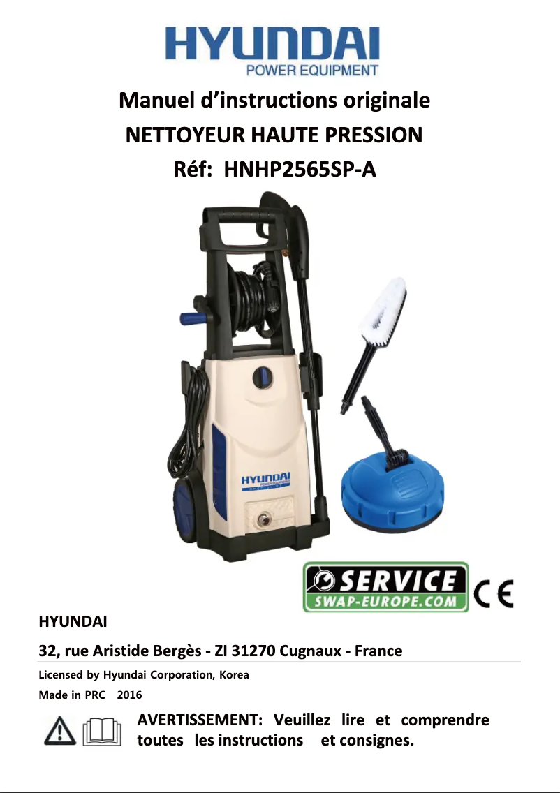 Page n°1 - Manuel utilisateur Hyundai HNHP2565SP-A