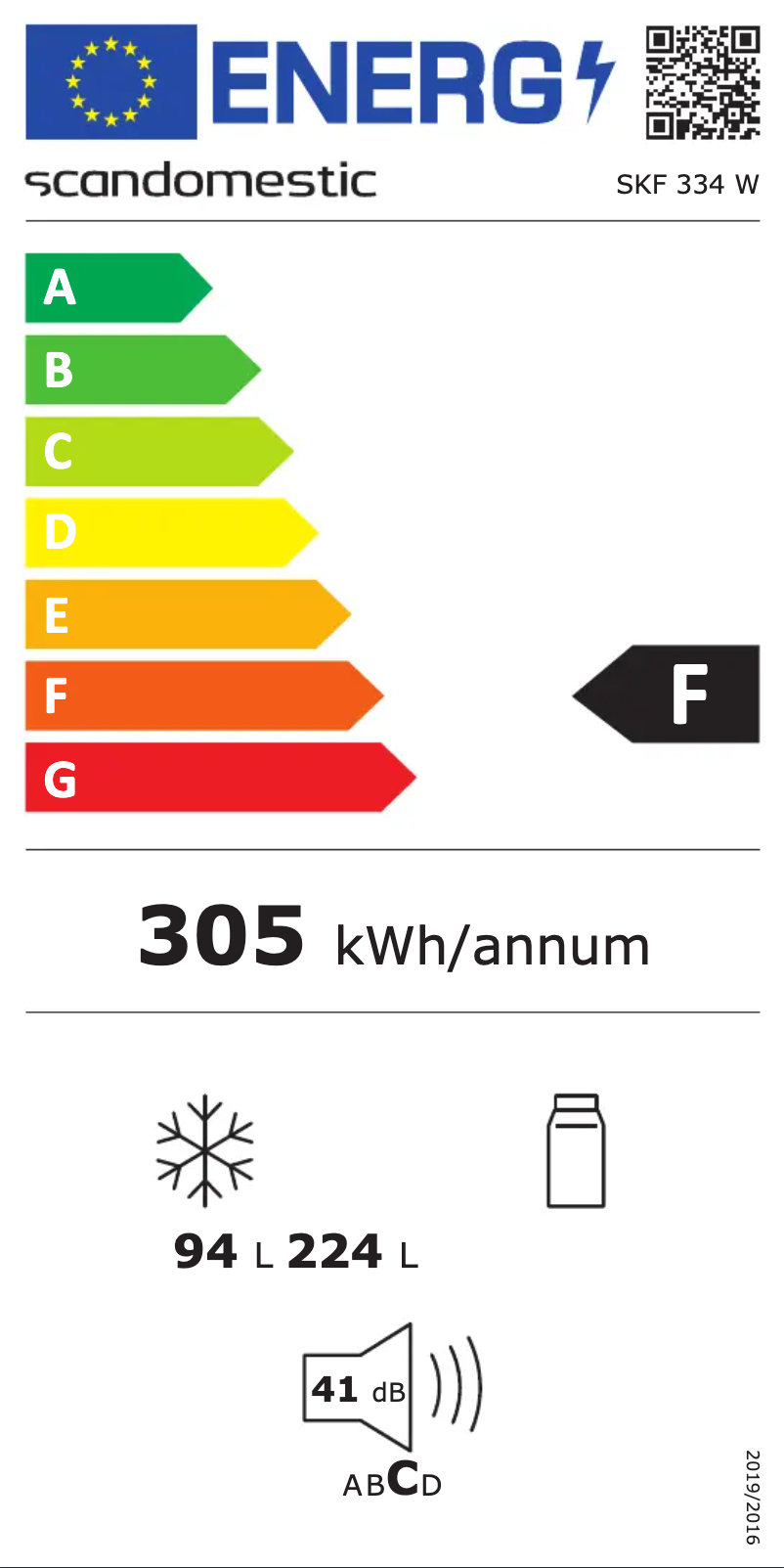 Page n°1 - Label énergétique Scandomestic SKF 334 W