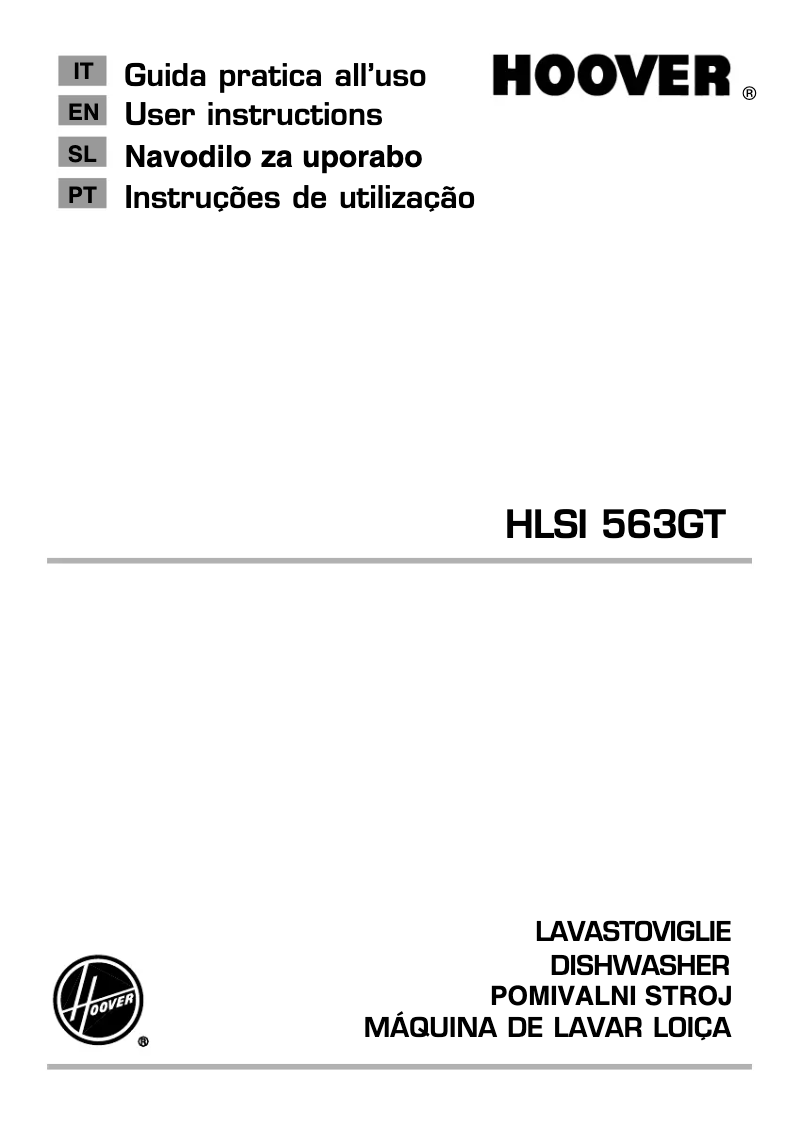 Page 1 de la notice Manuel utilisateur Hoover HLSI 563GT