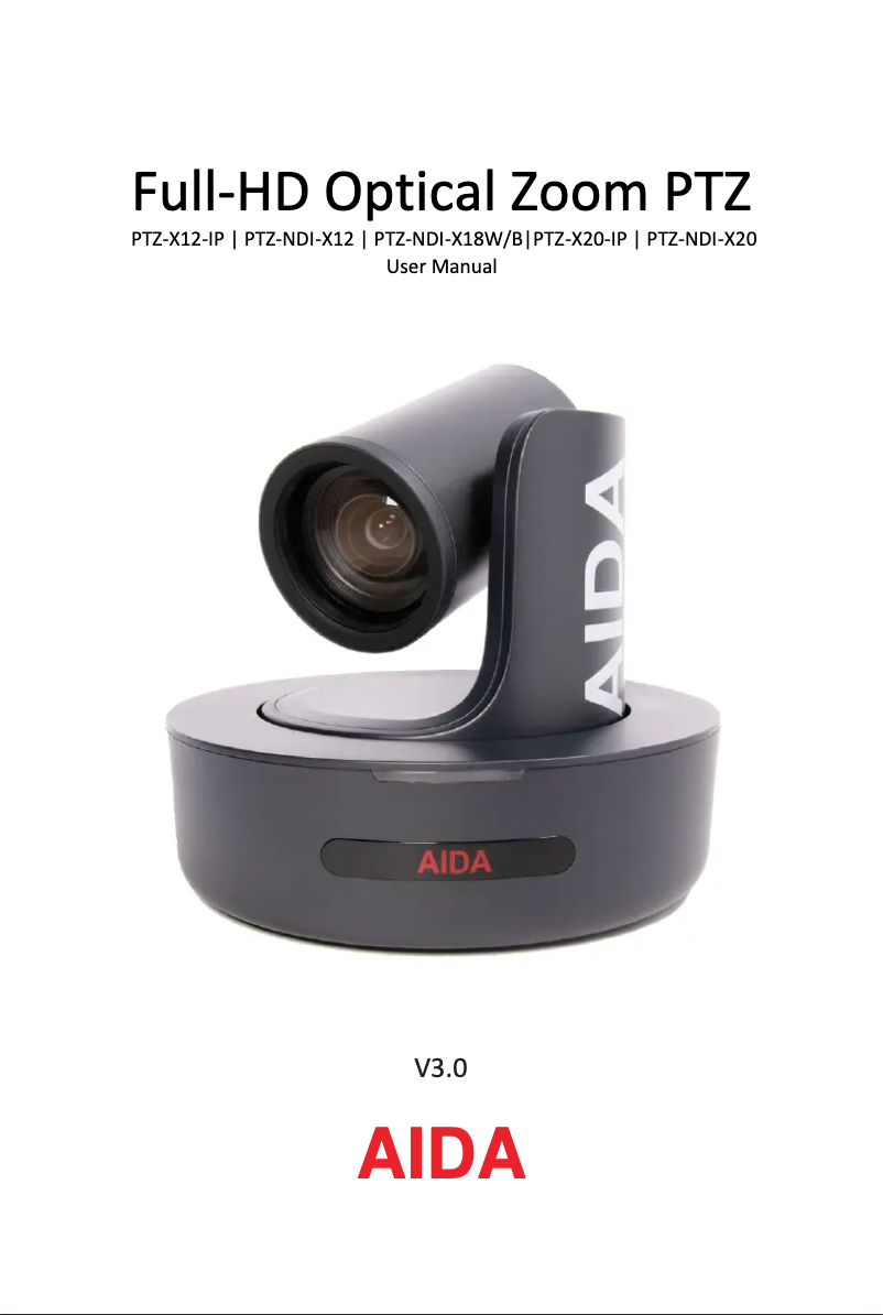 Page n°1 - Manuel utilisateur Aida PTZ-X20-IP