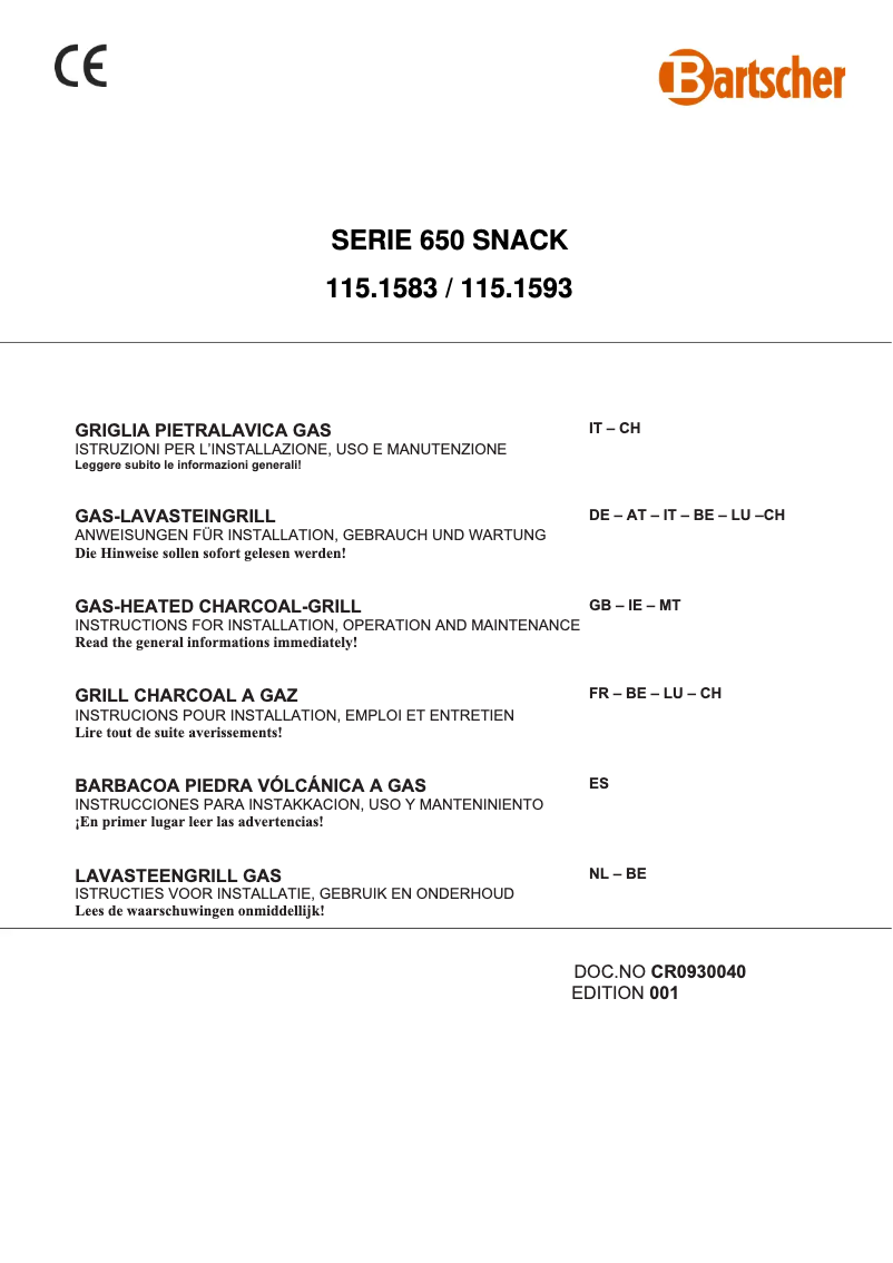 Page n°1 - Manuel utilisateur Bartscher 115090