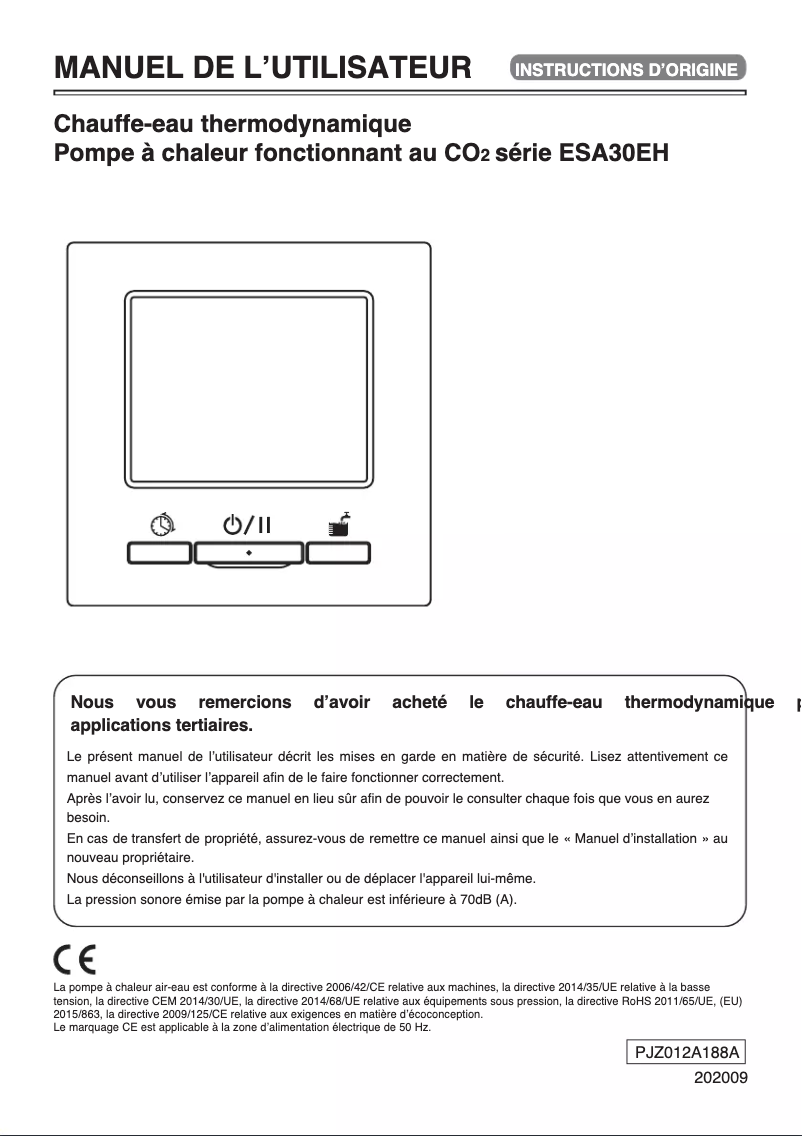 Page 1 de la notice Manuel utilisateur Mitsubishi RC-Q1EH
