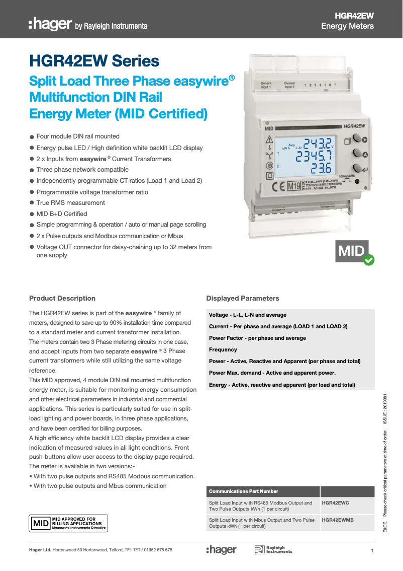 Page 1 de la notice Manuel utilisateur Hager JKD168MID
