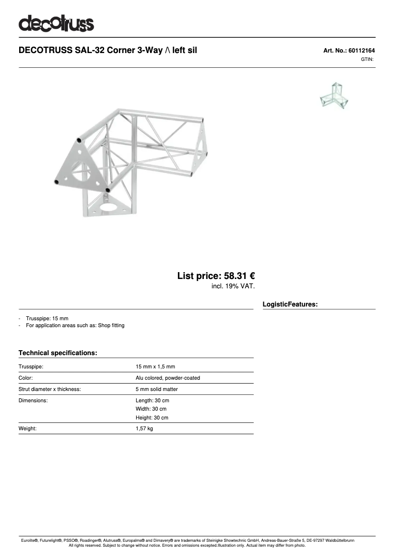 Page n°1 - Fiche technique Decotruss SAL 32