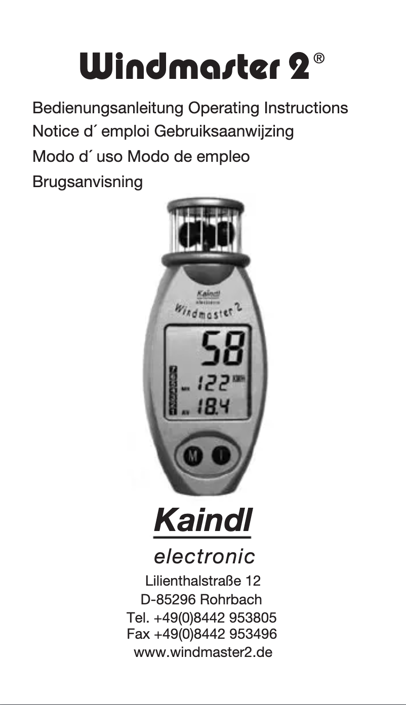 Image de la première page du manuel de l'appareil Windmaster 2