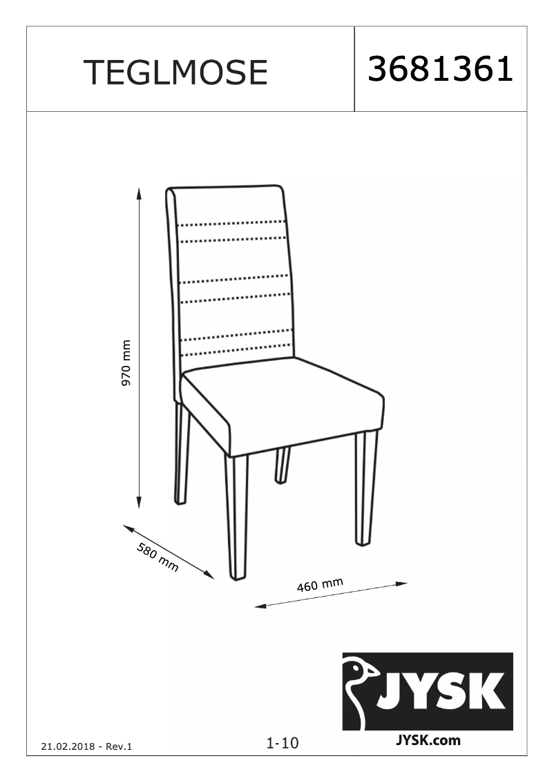 Página 1 del manual Manual de usuario JYSK Teglmose