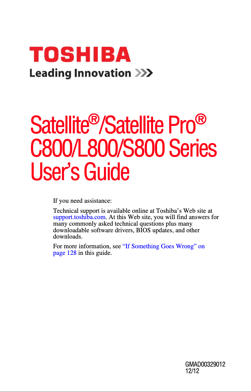 Page 1 de la notice Manuel utilisateur Toshiba Satellite S875