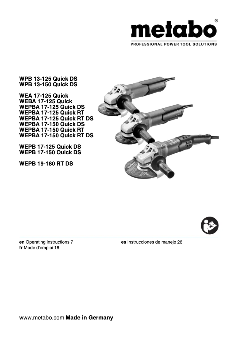 Page n°1 - Manuel utilisateur Metabo WPB 13-125 Quick DS