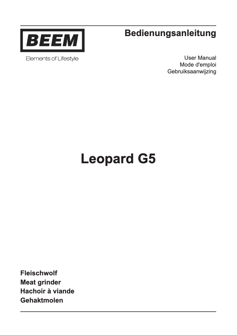 Page n°1 - Manuel utilisateur BEEM Leopard D1000.140