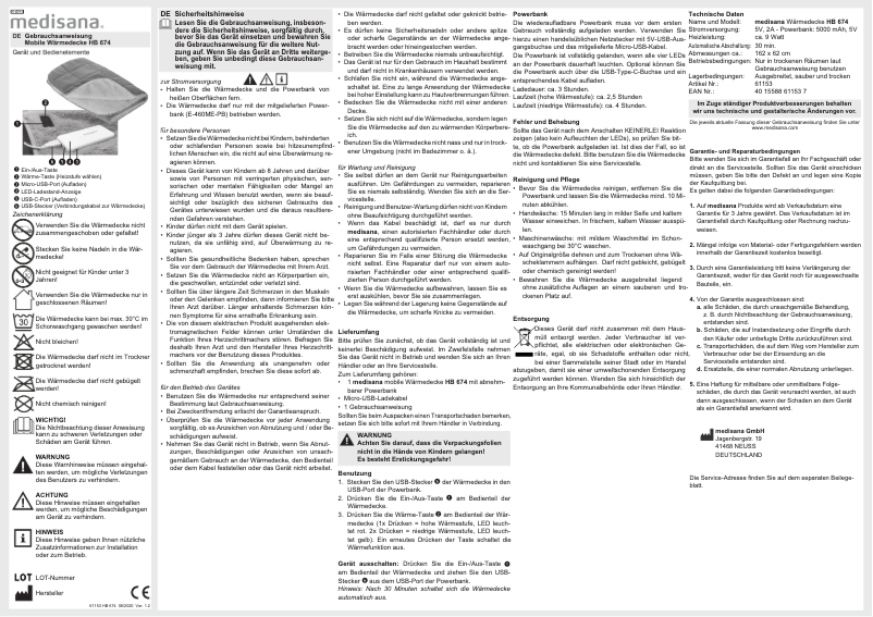 Página 1 del manual Manual de usuario Medisana HB 674