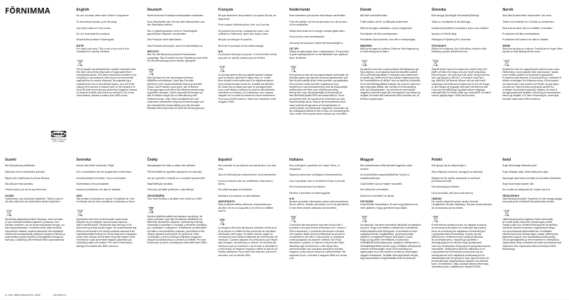 Page 1 de la notice Manuel utilisateur Ikea FÖRNIMMA 903.947.00