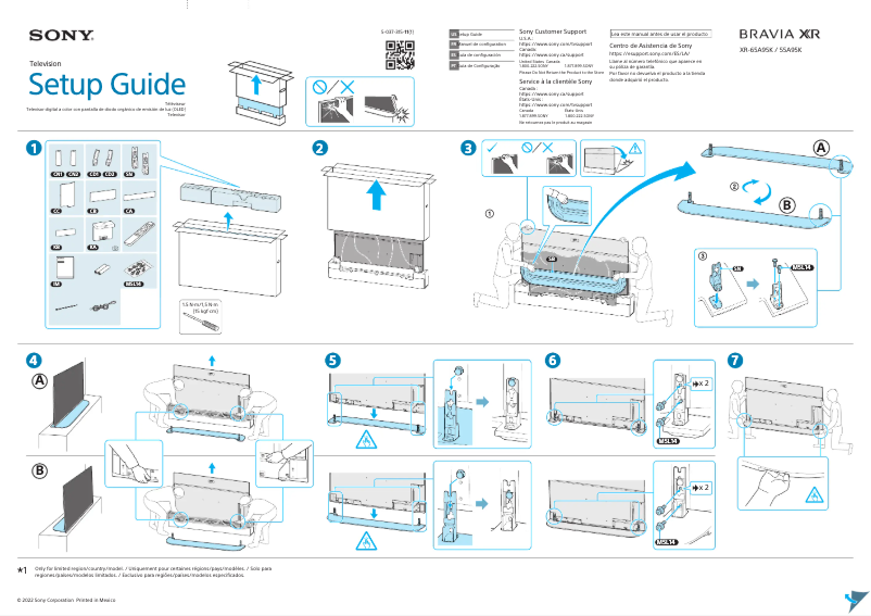 Page 1 de la notice Guide d'installation Sony XR-55A95K