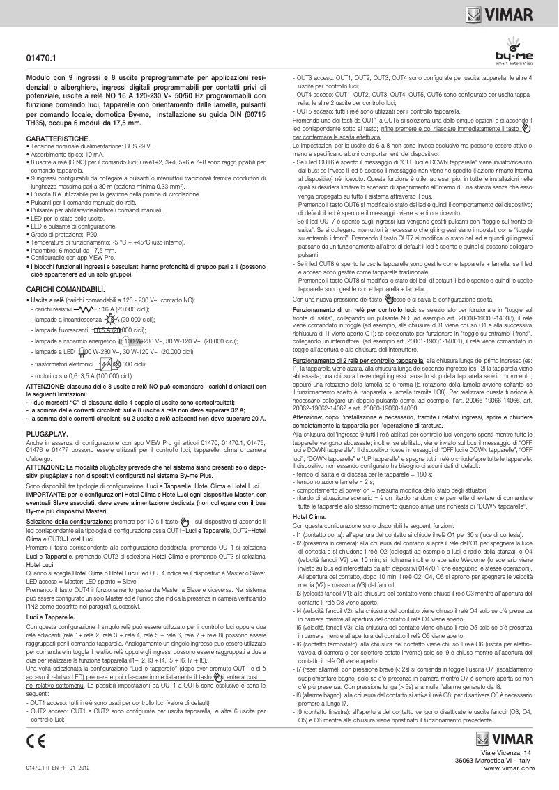 Page n°1 - Instructions / montage Vimar 01470.1