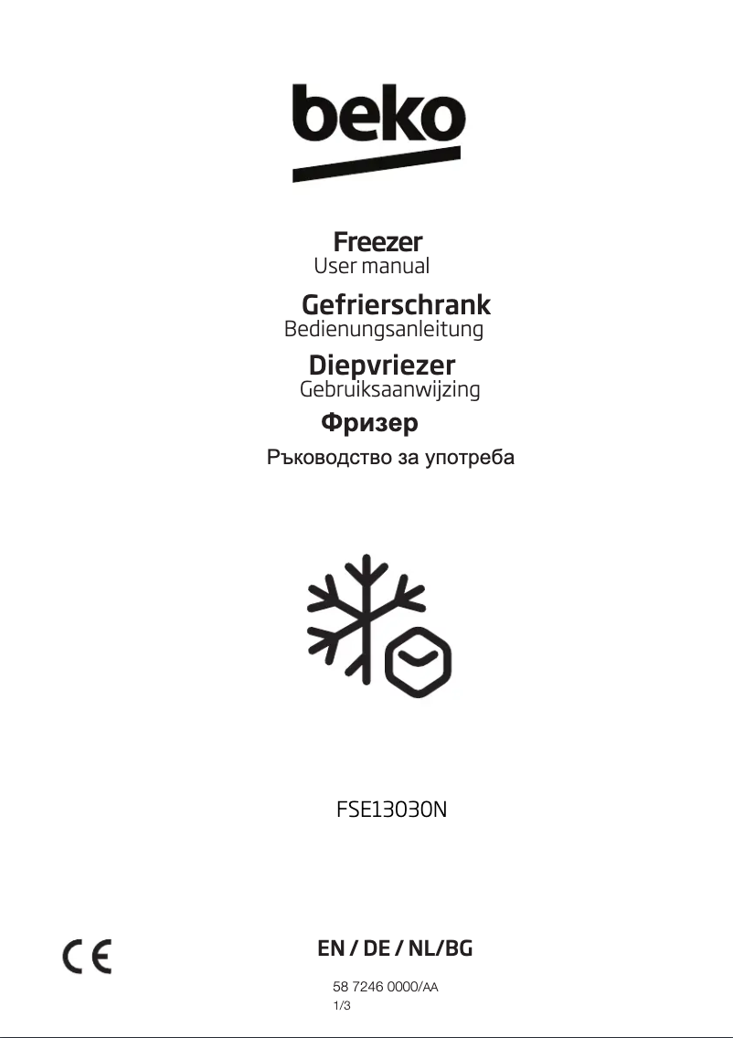 Page 1 de la notice Manuel utilisateur Beko FSE13030N