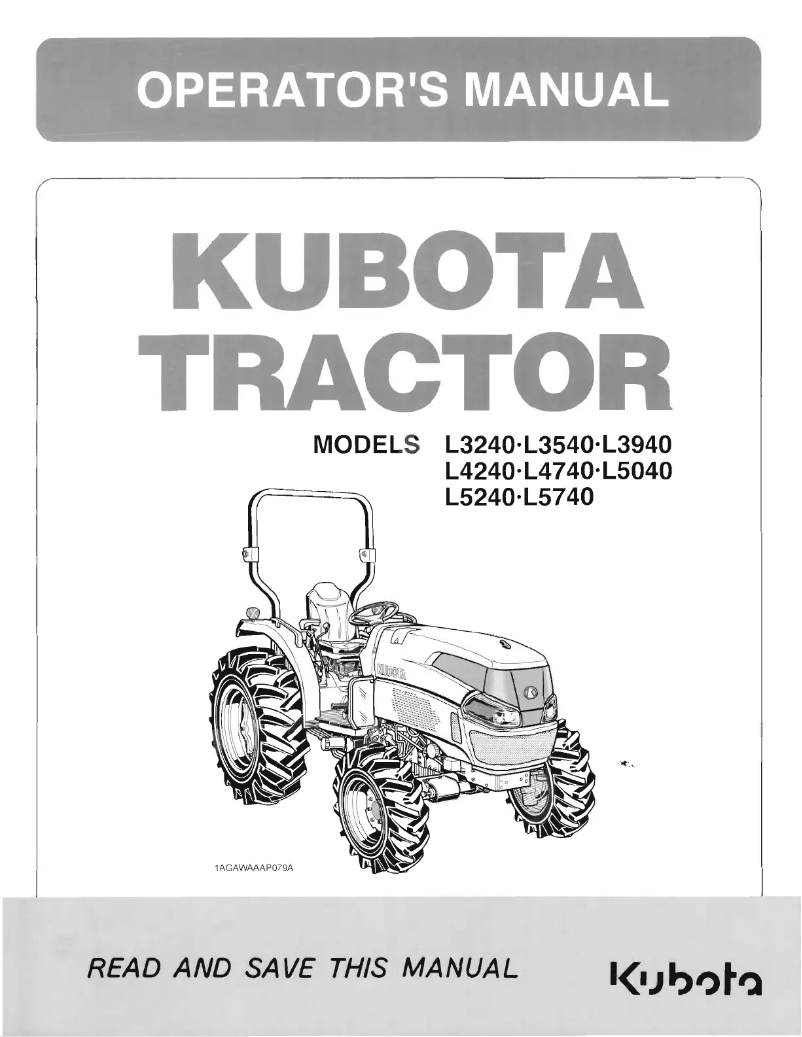 Page 1 de la notice Manuel utilisateur Kubota L3240