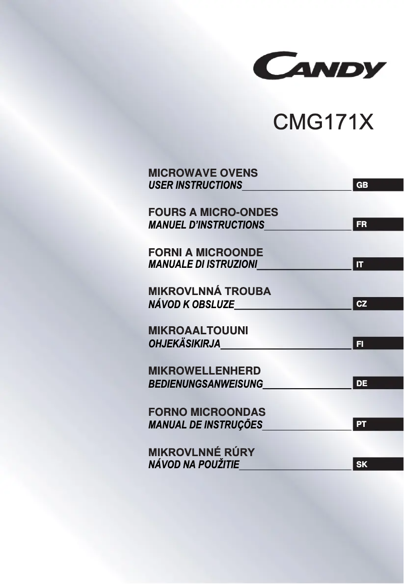 Page 1 de la notice Manuel utilisateur Candy CMG171X