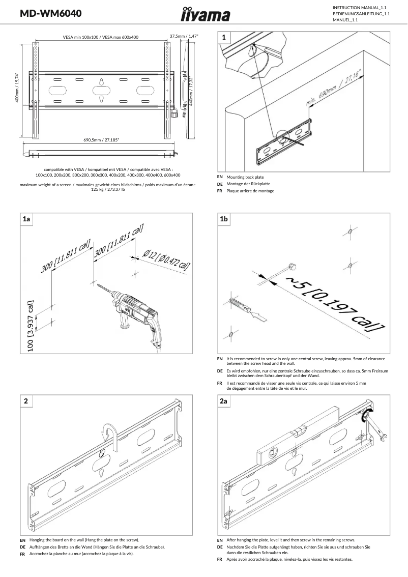 Page 1 de la notice Manuel utilisateur Iiyama MD-WM6040