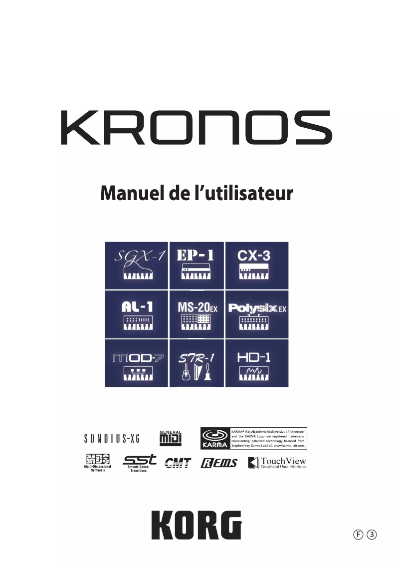 Page 1 de la notice Manuel utilisateur Korg KRONOS (2011)