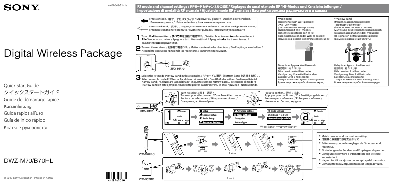 Page 1 de la notice Manuel utilisateur Sony DWZ-B70HL