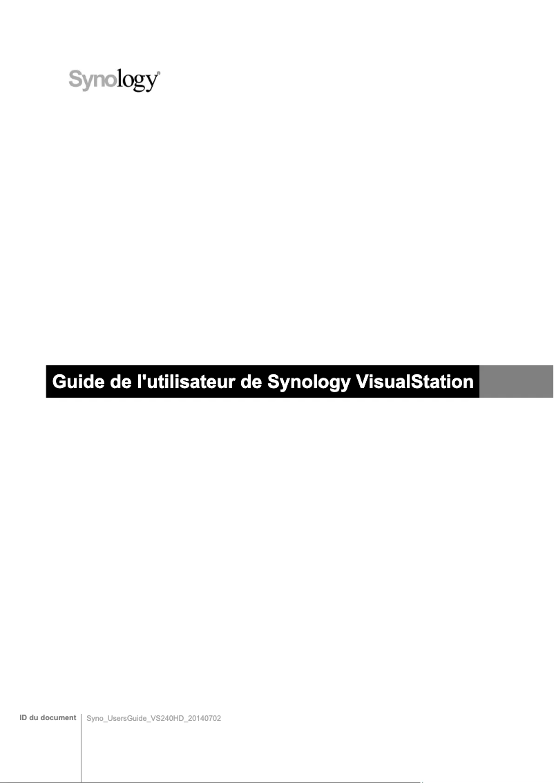 Page 1 de la notice Manuel utilisateur Synology VisualStation VS240HD