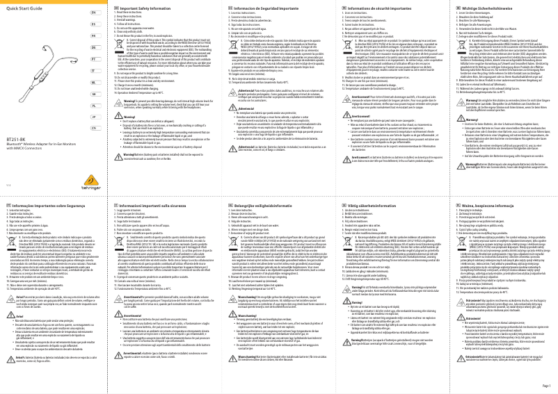 Image de la première page du manuel de l'appareil BT251-BK