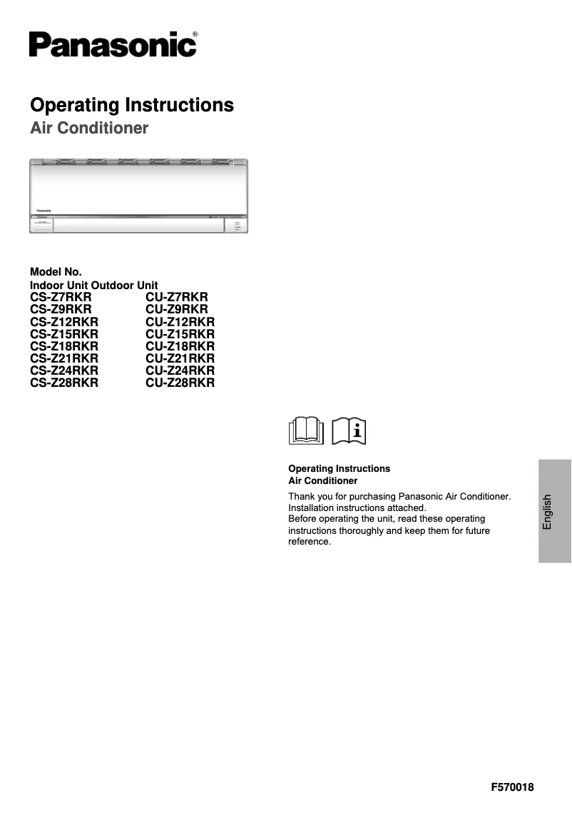 Image de la première page du manuel de l'appareil CU-Z12RKR