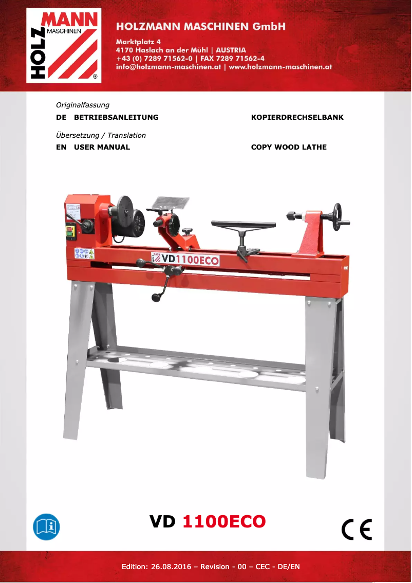 Page n°1 - Manuel utilisateur Holzmann VD 1100ECO