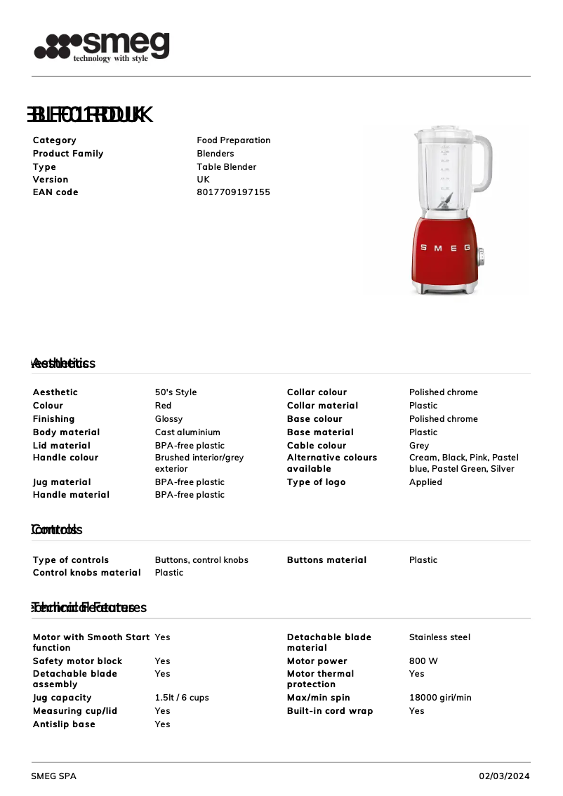 Image de la première page du manuel de l'appareil BLF01