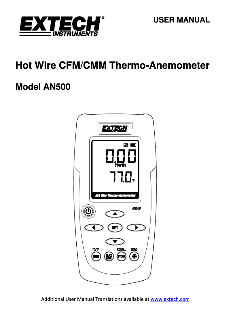 Image de la première page du manuel de l'appareil AN500