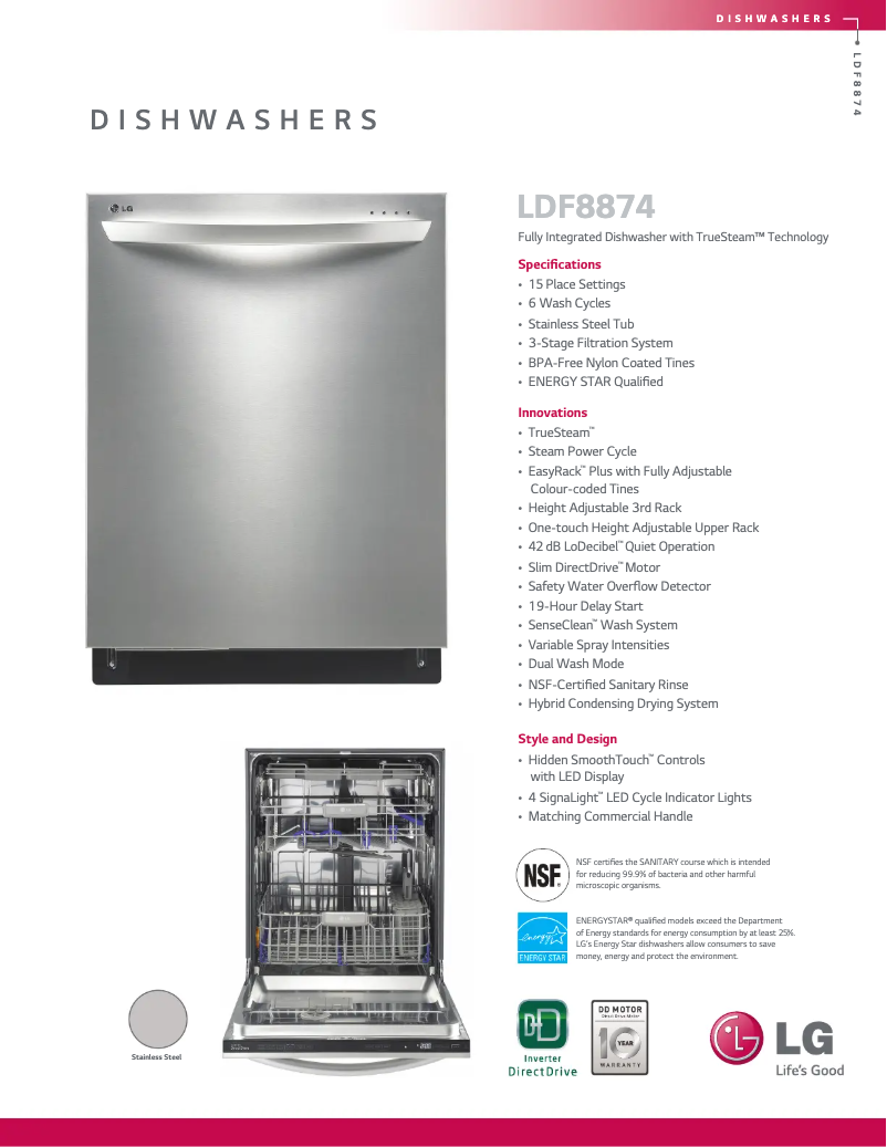 Página 1 del manual Ficha técnica LG LDF8874ST