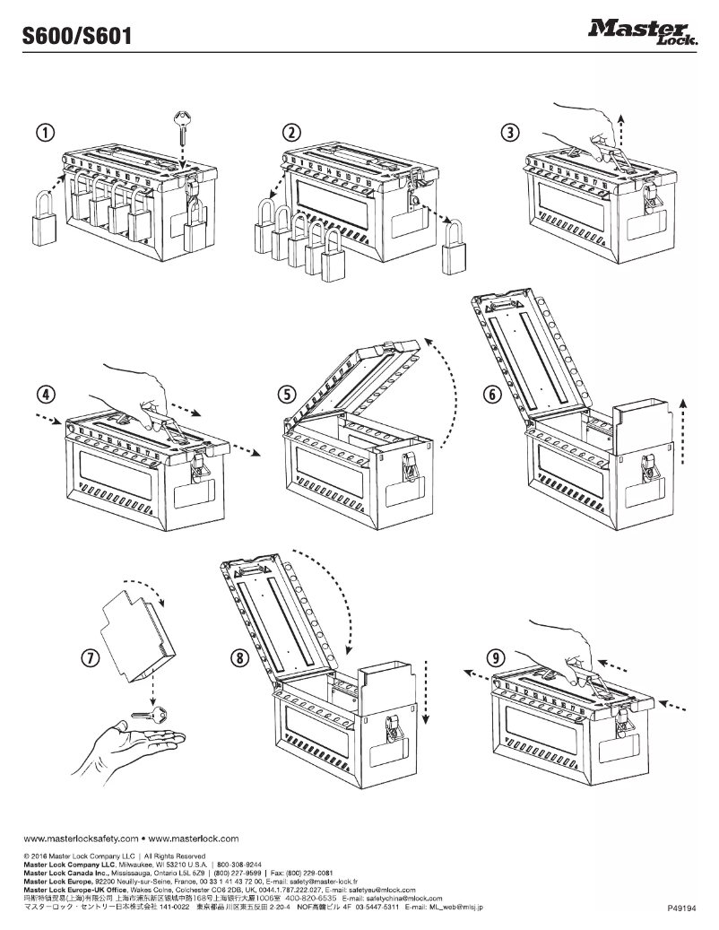 Page n°1 - Manuel utilisateur Master Lock S601