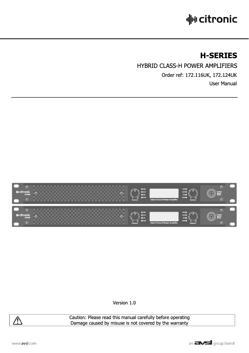 Page n°1 - Manuel utilisateur Citronic H1600