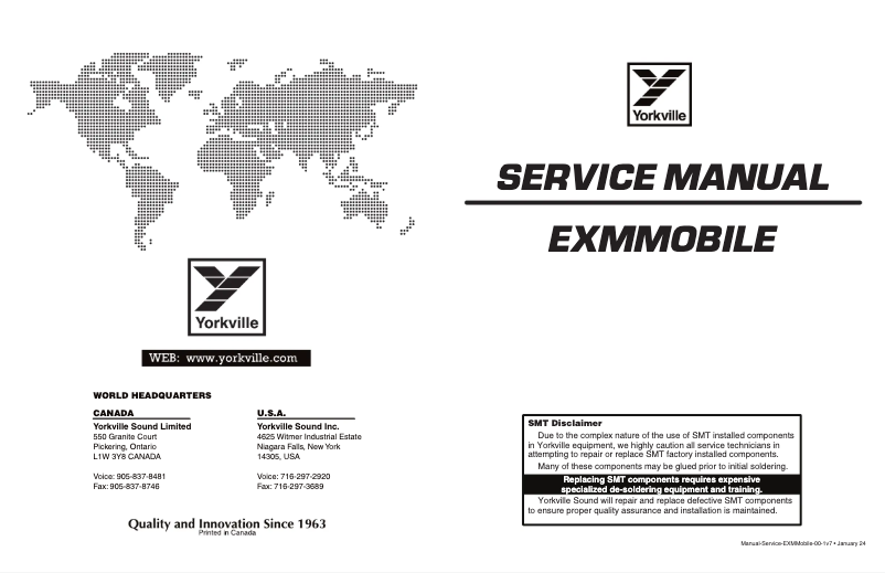 Page n°1 - Manuel utilisateur Yorkville EXM Mobile