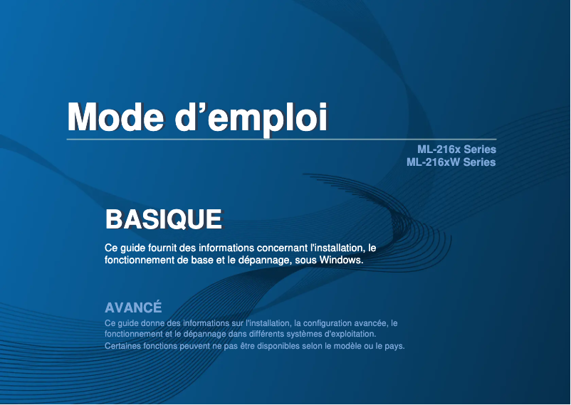 Page 1 de la notice Manuel utilisateur Samsung ML-2160