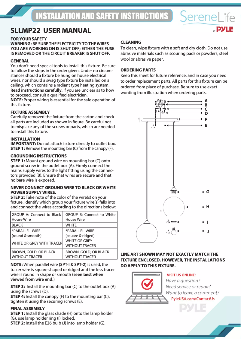Page 1 de la notice Manuel utilisateur SereneLife SLLMP22