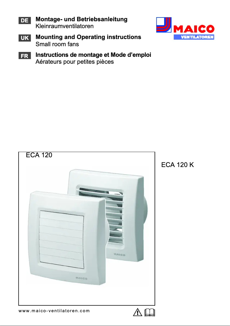 Page n°1 - Manuel utilisateur Maico ECA 120 F