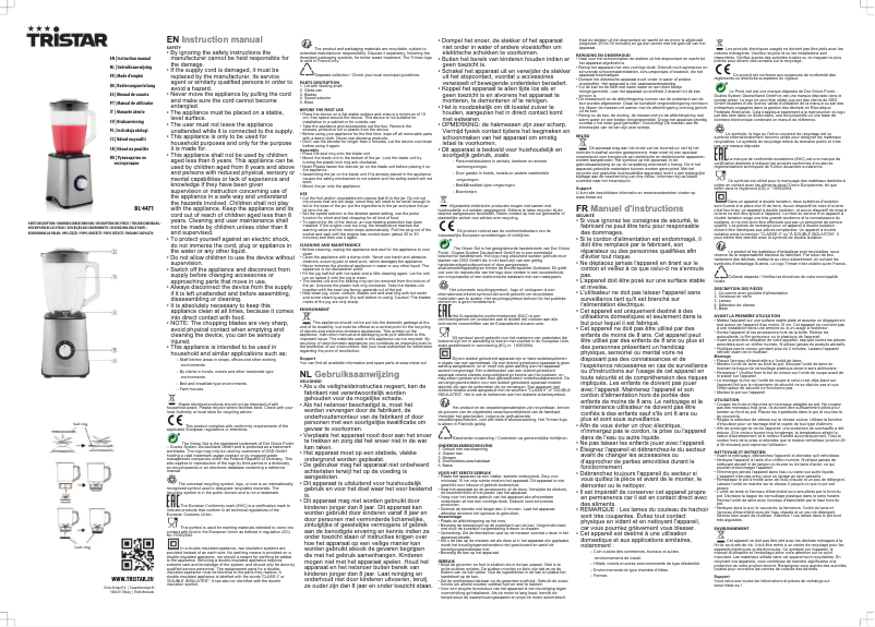 Página 1 del manual Manual de usuario TriStar BL-4471