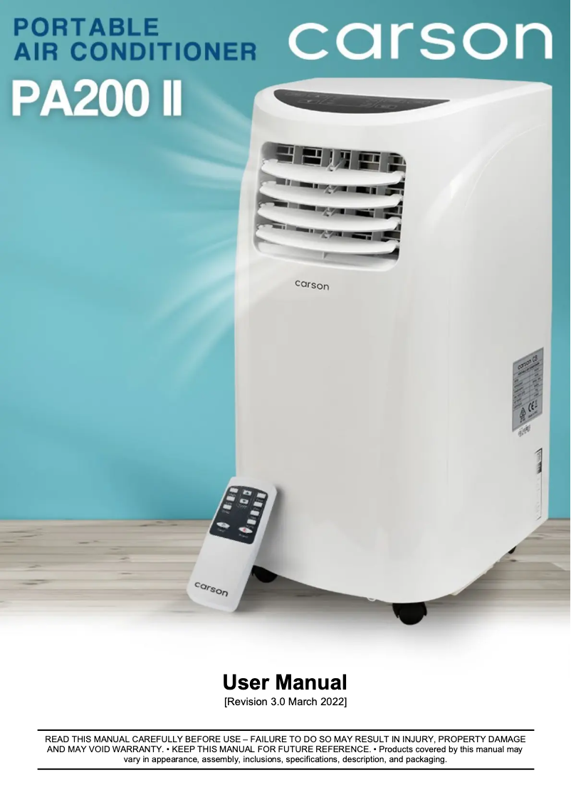 Page 1 de la notice Manuel utilisateur Carson PA200 II