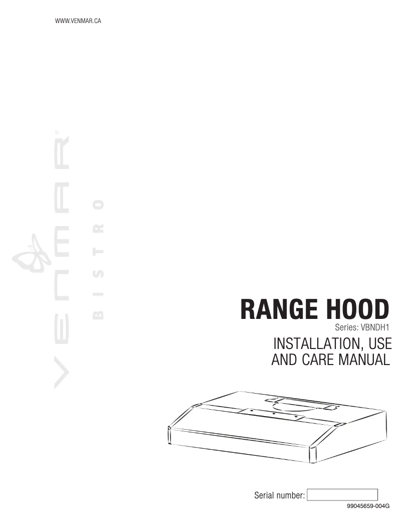 Page 1 de la notice Guide d'installation Venmar Bistro VBNDH130WW
