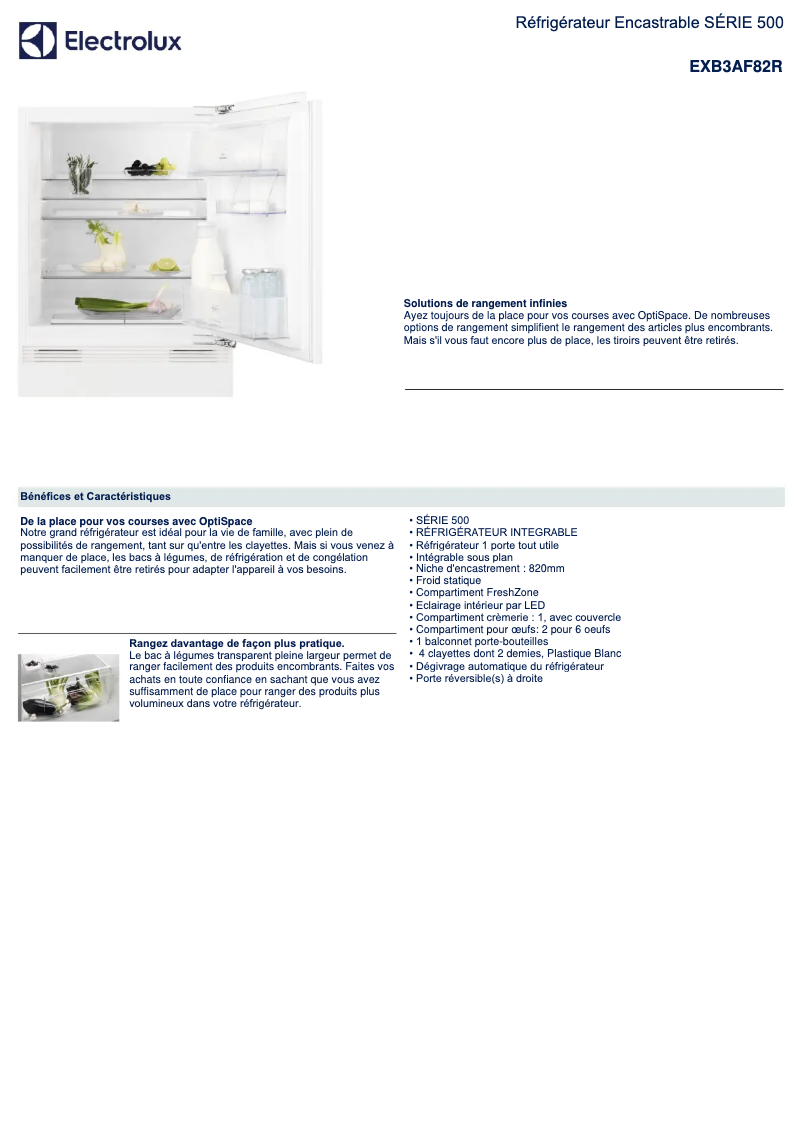 Page n°1 - Fiche technique Electrolux EXB3AF82R